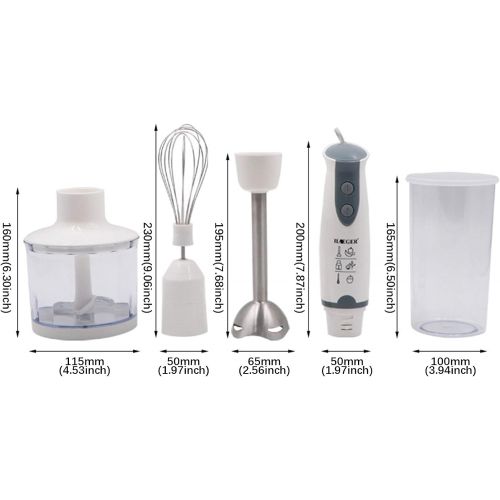  Futchoy 4 in 1 hand blender set, 800 W hand blender with mixing cup and whisk, chopper, ergonomic handle for speed control