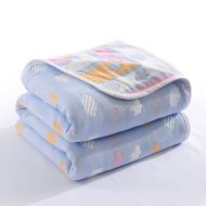 Futtle Blue Clouds 6 Layer Muslin Cotton Bed Blanket Cozy Soft Breathable Reversible Throw Blanket Coverlet Bedding Gift for Sofa Couch Boys Girls Teens (6, 59X79)