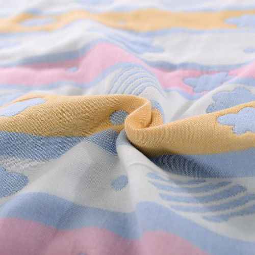  Futtle Blue Clouds 6 Layer Muslin Cotton Bed Blanket Cozy Soft Breathable Reversible Throw Blanket Coverlet Bedding Gift for Sofa Couch Boys Girls Teens (6, 59X79)