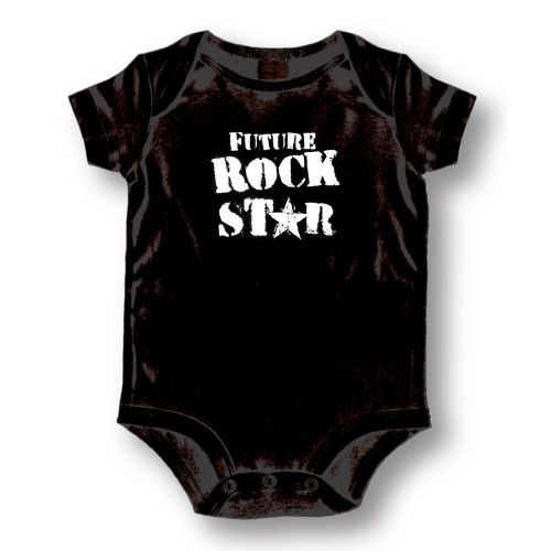  Future Rock Star Black Cotton Baby Bodysuit One-piece