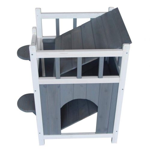  Futureshine Pet Home with Balcony Cat Furniture Gray & White