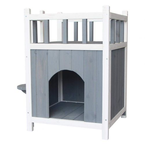  Futureshine Pet Home with Balcony Cat Furniture Gray & White