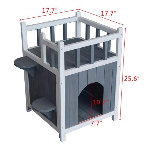  Futureshine Pet Home with Balcony Cat Furniture Gray & White