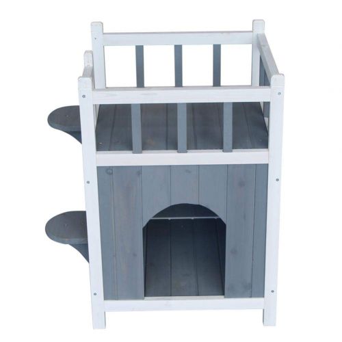  Futureshine Pet Home with Balcony Cat Furniture Gray & White