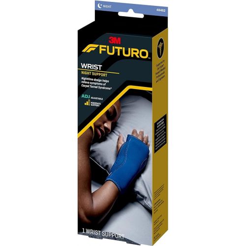  FUTURO Night Wrist Support, Left or Right, Adjustable, Helps Provide Nighttime Relief of Carpel Tunnel Symptoms, Made of Breathable Material, Easy-to-Use Sleeve Design, One Size Fits Most (48462ENR)