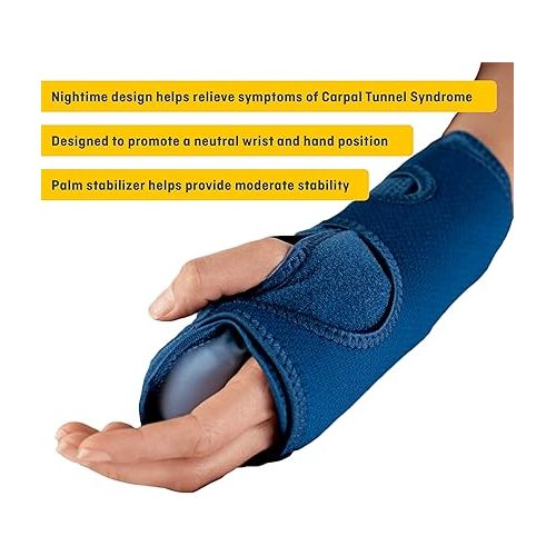  FUTURO Night Wrist Support, Left or Right, Adjustable, Helps Provide Nighttime Relief of Carpel Tunnel Symptoms, Made of Breathable Material, Easy-to-Use Sleeve Design, One Size Fits Most (48462ENR)