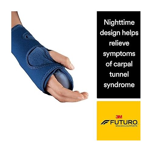  FUTURO Night Wrist Support, Left or Right, Adjustable, Helps Provide Nighttime Relief of Carpel Tunnel Symptoms, Made of Breathable Material, Easy-to-Use Sleeve Design, One Size Fits Most (48462ENR)