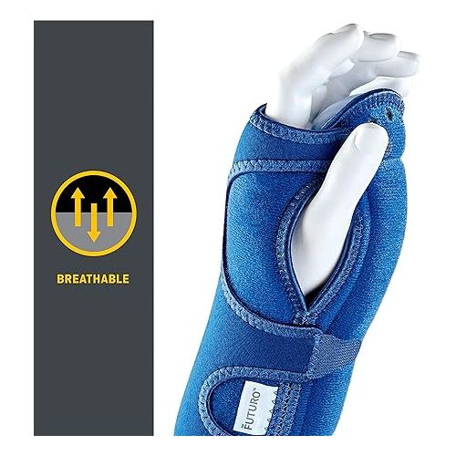  FUTURO Night Wrist Support, Left or Right, Adjustable, Helps Provide Nighttime Relief of Carpel Tunnel Symptoms, Made of Breathable Material, Easy-to-Use Sleeve Design, One Size Fits Most (48462ENR)