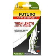 Futuro FUTURO Graduated Compression Anti-Embolism Stockings, Thigh Length, Closed Toe, Large Regular, White