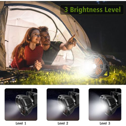  Fxexblin Camping Fan for Tent 2 in 1 Hanging Ceiling Fans Camp Light Remote Control USB Rechargeable Portable Lantern Power Bank for Outdoors Home Office Desk Car (Black)
