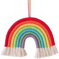 Fxikun Wandteppich, Regenbogen, Bommel, Schlafzimmer, Dekorativ, Baumwollgarn, Makramee aus 7 geflochtenen Kordeln