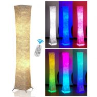 Soft Light Slim Floor Lamp with Remote Control, Fy-Light 52RGB Color Changing LED Tyvek Fabric Shade Dimmable & 2 Smart LED Bulbs for Livingroom,Bedroom