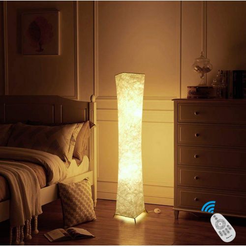 Soft Light Slim Floor Lamp with Remote Control, Fy-Light 52RGB Color Changing LED Tyvek Fabric Shade Dimmable & 2 Smart LED Bulbs for Livingroom,Bedroom