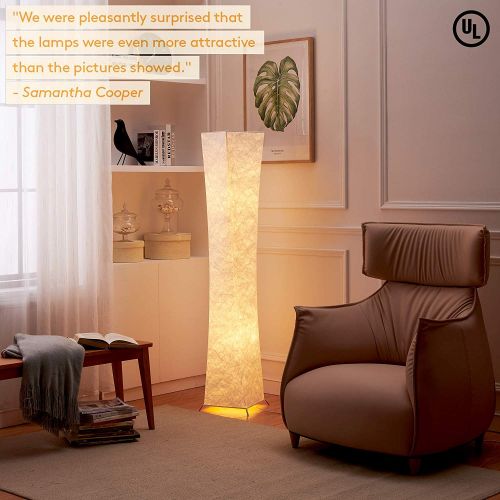  Soft Light Slim Floor Lamp with Remote Control, Fy-Light 52RGB Color Changing LED Tyvek Fabric Shade Dimmable & 2 Smart LED Bulbs for Livingroom,Bedroom