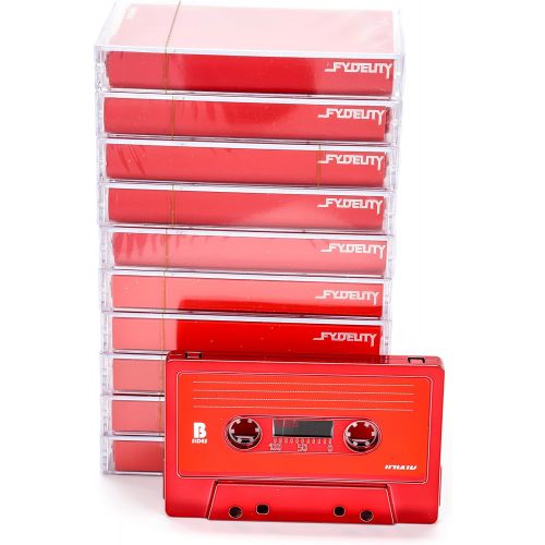  [아마존베스트]FYDELITY Blank Cassette Mixed Tape C-60 Audio 60-Min 10 Pack: Red Steel Chrome