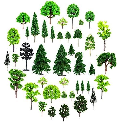  [아마존베스트]About 30pcs Mixed Model Trees 1.5-6 inch(4 -16 cm), Diorama Models, Model Train Scenery, Architecture Trees, Model Railroad Scenery with No Stands