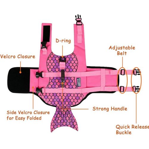  G LAKE Dog Life Jacket Ripstop Adjustable Pet Safety Swimsuit Puppy Saver Swimming Flotation Life Vest Preserver for Small Medium Large Dogs