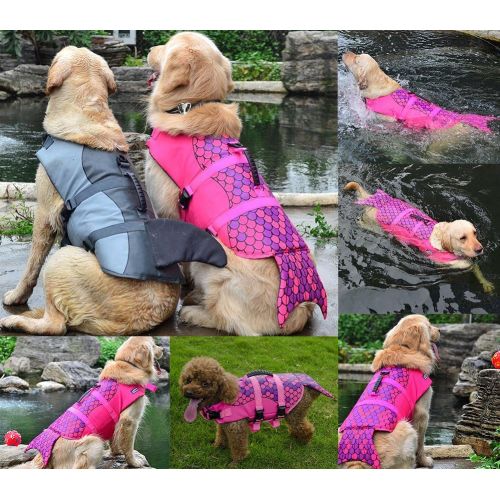  G LAKE Dog Life Jacket Ripstop Adjustable Pet Safety Swimsuit Puppy Saver Swimming Flotation Life Vest Preserver for Small Medium Large Dogs