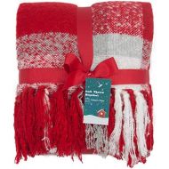[아마존핫딜][아마존 핫딜] G Lake Red Plaid Blanket Throw Acrylic Soft Reversible Dyed Fringed Bed Blanket for Christmas Indoor Decorations 50 W x 67 L -Red
