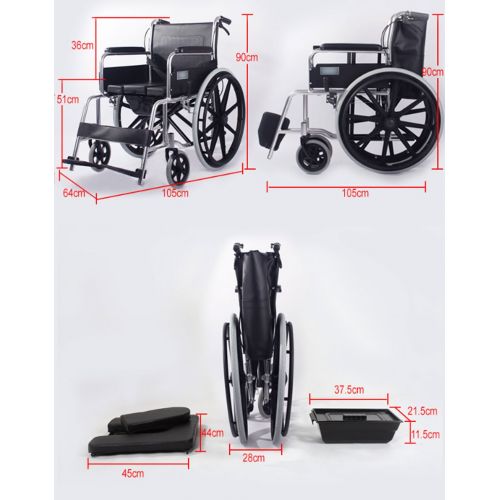  G-AX Wheelchairs Mobility Scooters Aluminum Alloy Wheelchair, Folding Portable Wheelchair, Manual, Disabled, Elderly, Toilet Function (17KG) Mobility Daily...