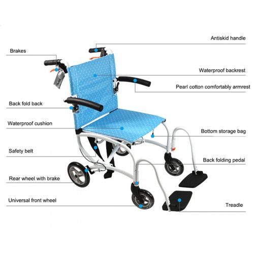  G-AX Wheelchairs Mobility Scooters Small Wheelchair, 18 Inch, Foldable, Portable Wheelchair, Elderly Disabled Scooter Mobility Daily Living Aids