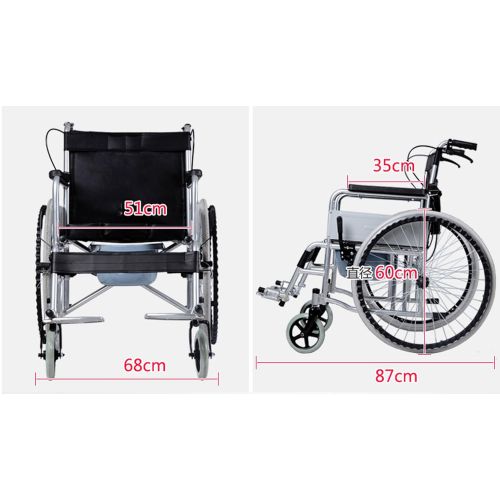  G-AX Wheelchairs Mobility Scooters Folding Wheelchair with Toilet Portable, Disabled, Old Trolley Mobility Daily Living Aids