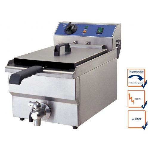  G-Brand Profi Elektro-Fritteuse, Chrom-Nickel-Stahl, mit Ablasshahn, 3250 Watt, 10 Liter; WF-101V GGG