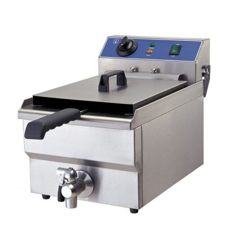  G-Brand Profi Elektro-Fritteuse, Chrom-Nickel-Stahl, mit Ablasshahn, 3250 Watt, 10 Liter; WF-101V GGG