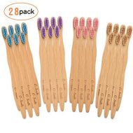 G-Smile 28 Eco-Friendly Bamboo Toothbrushes With BPA Free Nylon Bristles, In 4 Colors and Individually Packaged...