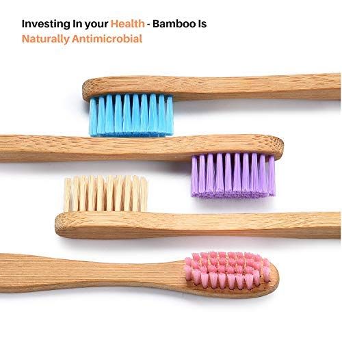  G-Smile 28 Eco-Friendly Bamboo Toothbrushes With BPA Free Nylon Bristles, In 4 Colors and Individually Packaged...