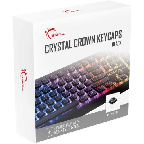  G.SKILL Crystal Crown Keycaps - Keycap Set with Transparent Layer for Mechanical Keyboards, Full 104 Key, Standard ANSI 104 English (US) Layout - Black