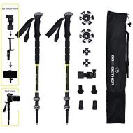 G2 GO2GETHER Trekking Poles Telescopic Monopod Camera Mount Built-in/Smart Phones Holder Attached / 3 Sections/Quick Flip Lock / 25-55 inches (2 Pack)