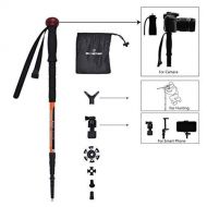 G2 GO2GETHER Trekking Pole Telescopic Walking Stick Hunting Integrated Camera Mount / Smart Phones Holder / Rifle Rest Shooting Support Yoke Attached / 4 Sections / Rotating Lock / 25-61 inches