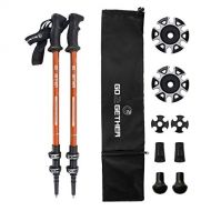 G2 GO2GETHER Trekking Hiking Poles - Aluminum 7075 Hiking Walking Sticks with Quick Adjustable Locks - Comfort BMM Handle - Padded Strap - Snow Baskets Attached-Orange,Blue,Black,Y