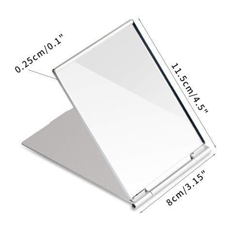  G2PLUS Portable Folding Vanity Mirror Single Side Travel Shower Shaving Mirror, 4.5 x 3.15 x 0.1 (Silver White)