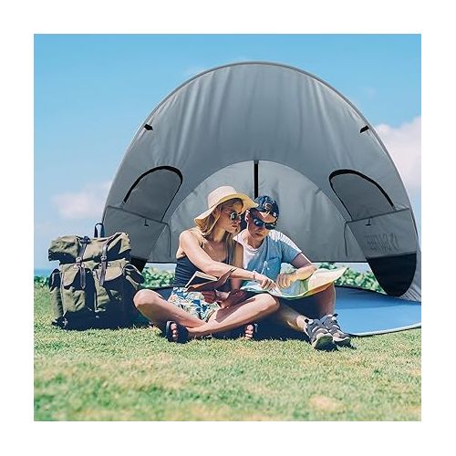  G4Free Beach Tent UPF 50+ Easy Pop Up Sun Shade 3-4 Persons Portable Sport Umbrella Instant Sun Shelter Tent Spacious Baby Canopy