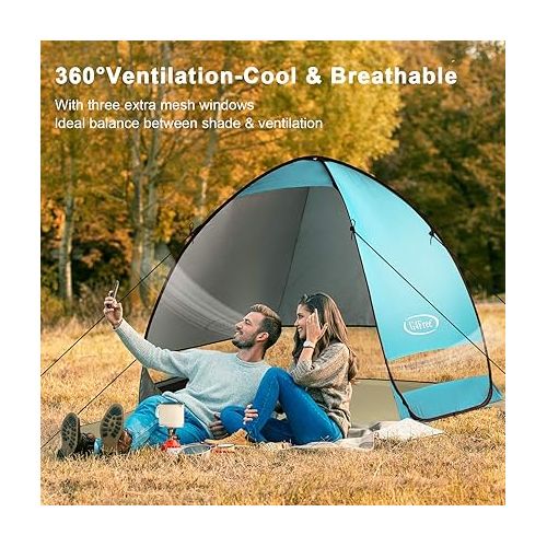  G4Free Large Pop up Beach Tent for 3-4 Person, UPF 50+ Automatic Sun Shelter Canopy Portable Outdoor Cabana Sun Umbrella