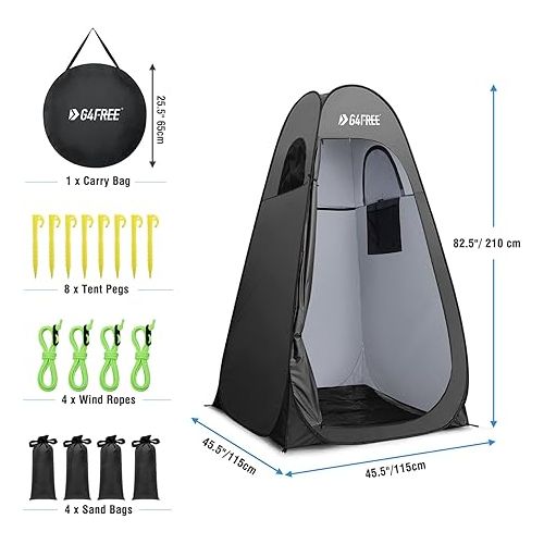  G4Free Pop Up Privacy Shower Tent Portable Outdoor Changing Room Camping Toilet Sun Shelter with Carry Bag(Black)