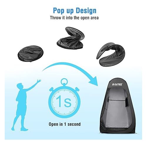  G4Free Pop Up Privacy Shower Tent Portable Outdoor Changing Room Camping Toilet Sun Shelter with Carry Bag(Black)