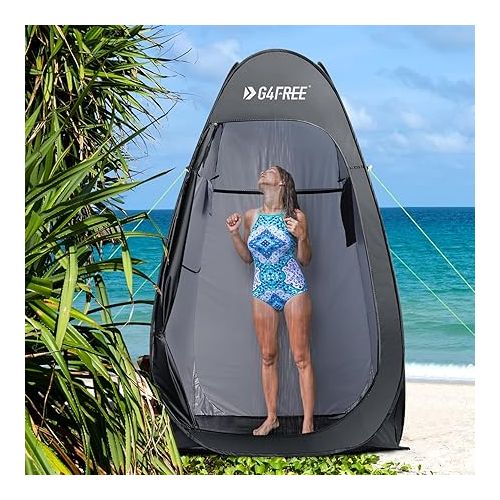  G4Free Pop Up Privacy Shower Tent Portable Outdoor Changing Room Camping Toilet Sun Shelter with Carry Bag(Black)