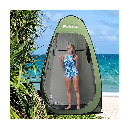  G4Free Pop Up Privacy Shower Tent Portable Outdoor Changing Room Camping Toilet Sun Shelter with Carry Bag(Green)