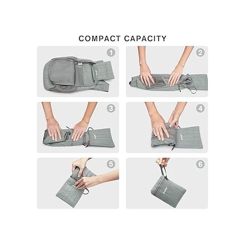  G4Free 10/15L Small Rucksack Foldable Backpack Lightweight Packable Daypack Travel Outdoor Hiking Shoulder Bag, Grey, 10Liters