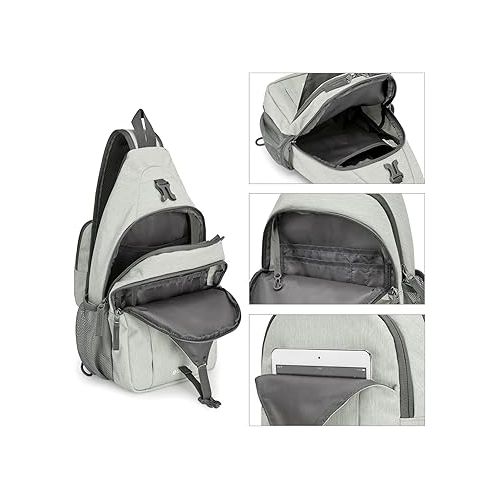  G4Free Sling Bag RFID Blocking Sling Backpack Crossbody Chest Bag Daypack for Hiking Travel(Gainsboro)