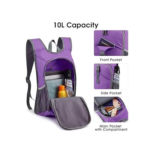  G4Free 10L Hiking Backpack, Lightweight Small Hiking Daypack Outdoor Travel Foldable Shoulder Bag