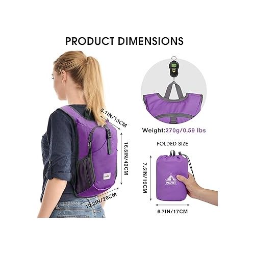  G4Free 10L Hiking Backpack, Lightweight Small Hiking Daypack Outdoor Travel Foldable Shoulder Bag