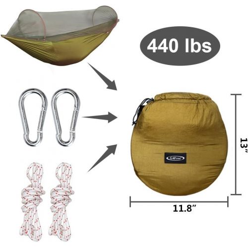  [아마존베스트]G4Free Portable & Foldable Camping Hammock Net Hammock Tent Capacity 440 lbs Outdoor & Indoor Backyard Hiking Backpacking Tree Hammocks (110x50 inch)