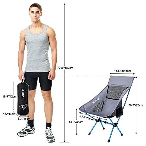  G4Free Portable Camping Chairs, Medium Size Ultralight Folding Compact Chair Heavy Duty 265lbs with Carry Bag for Outdoor Hiking Backpacking Picnic Beach