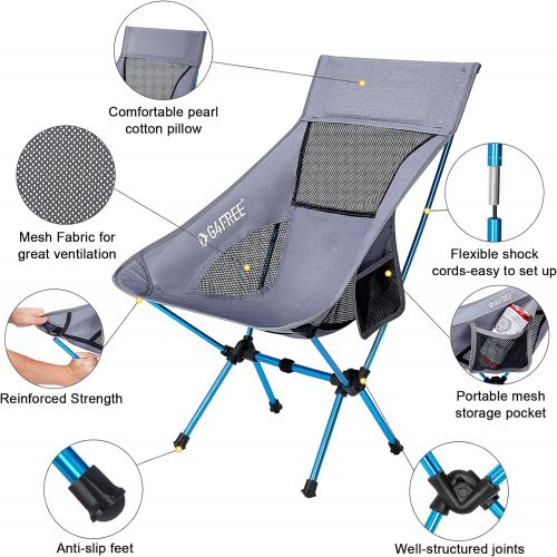  G4Free Portable Camping Chairs, Medium Size Ultralight Folding Compact Chair Heavy Duty 265lbs with Carry Bag for Outdoor Hiking Backpacking Picnic Beach