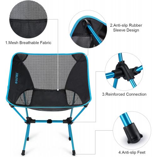  G4Free Upgraded Portable Camp Chair, Folding Compact Backpacking Chairs Heavy Duty Ultralight for Outdoor, Camping, Travel, Beach, Picnic, Festival, Hiking