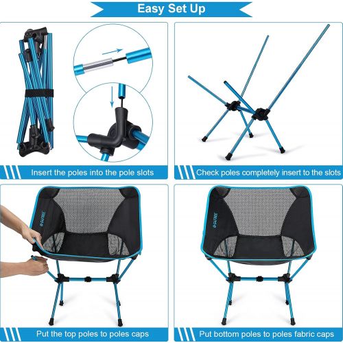  G4Free Upgraded Portable Camp Chair, Folding Compact Backpacking Chairs Heavy Duty Ultralight for Outdoor, Camping, Travel, Beach, Picnic, Festival, Hiking